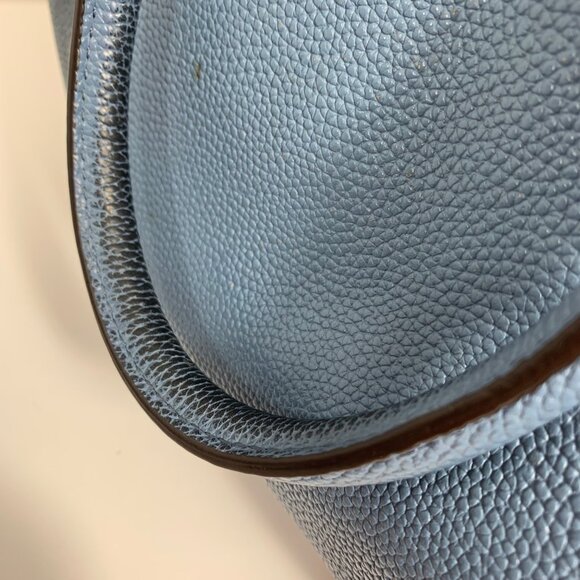 Michael Kors Mercer Duffel Bowling Shoulder Crossbody Bag Denim Blue Leather - Picture 8 of 15